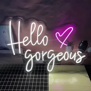 New Design Outdoor Indoor Sign Weeding Decoration Sign Hello Gorgeous Led Neon