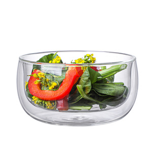 Cuenco de vidrio de <span class=keywords><strong>doble</strong></span> pared más vendido para uso en cocina, cuenco de ensalada de leche y azúcar de fruta de vidrio de <span class=keywords><strong>doble</strong></span> pared - Product Image 2