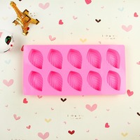 Moule à gâteau en silicone avec 10 cavités en forme de feuille, pour savon, pudding, glaçons, plâtre, facile à nettoyer, outils de pâtisserie