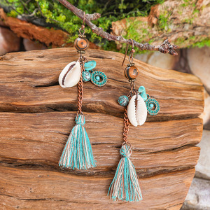 Boucles d'oreilles pendantes bohèmes à pampilles en alliage de cuivre plaqué bronze antique pour femme - Product Image 3