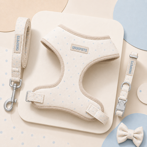 Ensemble de harnais pour chien personnalisé, fabricant de harnais pour animaux de compagnie OEM et marque privée, ensembles assortis de collier et de harnais pour chien, design à pois - Product Image 4