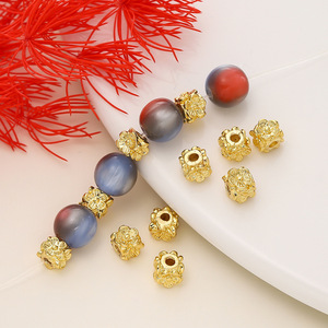 18k Gold Plated Flower Spacer Beads <b>Copper</b> DIY Jewelry Making For <b>Bracelet</b> Accessories 6mm Round Shape - Product Image 1