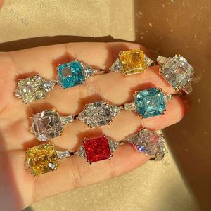 Dylam Fine Promise 8A <b>CZ</b> <b>Ring</b> S925 Square Rainbow <b>Rings</b> Jewelry Women Wedding Engagement Minimilist Sterling Silver Women <b>Rings</b> - Product Image 6
