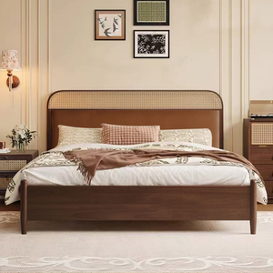 Mỹ Rắn Gỗ Mây Giường Tại Chỗ Nhà Máy Trực Tiếp Vận Chuyển Hỗ Trợ Tùy Chỉnh Giường Đơn Giường Đôi - Product Image 2