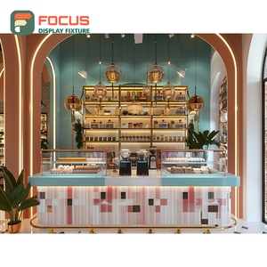 Vitrine à café personnalisée avec façade en verre, étagère à pâtisserie, base en bois, vitrine de présentation pour café - Product Image 5