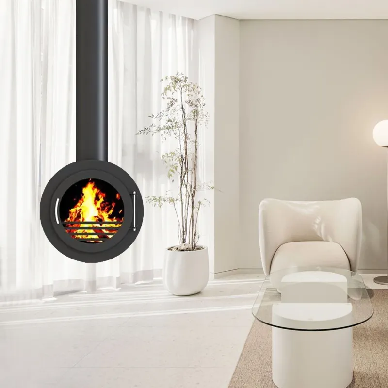 2024 Decoratieve Brandhout Verwarming Kachel Indoor Muur Gemonteerde Houtkachel Hangende Open Haard