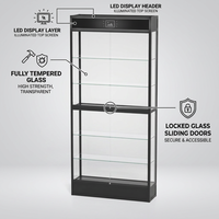 Vitrine en verre trempé avec cadre en aluminium, porte coulissante verrouillable, pour magasin de téléphonie mobile