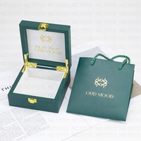 Boîte en cuir de luxe personnalisée pour parfum Oud vert, boîtes à parfum à l'huile arabe, boîte Oud avec sac en papier