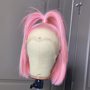 Perruque Bob Rose Courte en <span class=keywords><strong>Cheveux</strong></span> Humains Naturels Raides Brésiliens avec Dentelle Frontale et Ligne de <span class=keywords><strong>Cheveux</strong></span> Naturelle pour Femmes - Product Image 3