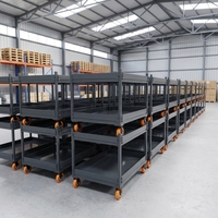 Carretilla Móvil de Acero Resistente CASE CARTER OEM de Cuatro Ruedas con Dos Frenos Giratorios, Carro de Mano para Uso Industrial, Venta al Por Mayor