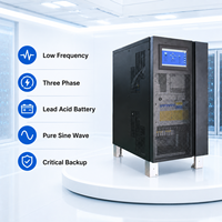 Onduleur triphasé en ligne 10 kVA à onde sinusoïdale pure, batterie au plomb-acide, alimentation de secours pour serveur hospitalier et charge critique, modèle Powermerry 33-10