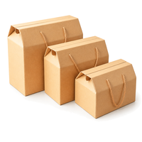Boîte en carton portable avec poignée, emballages en kraft pour desserts à emporter, fournitures pour cafés et restaurants, vente en gros