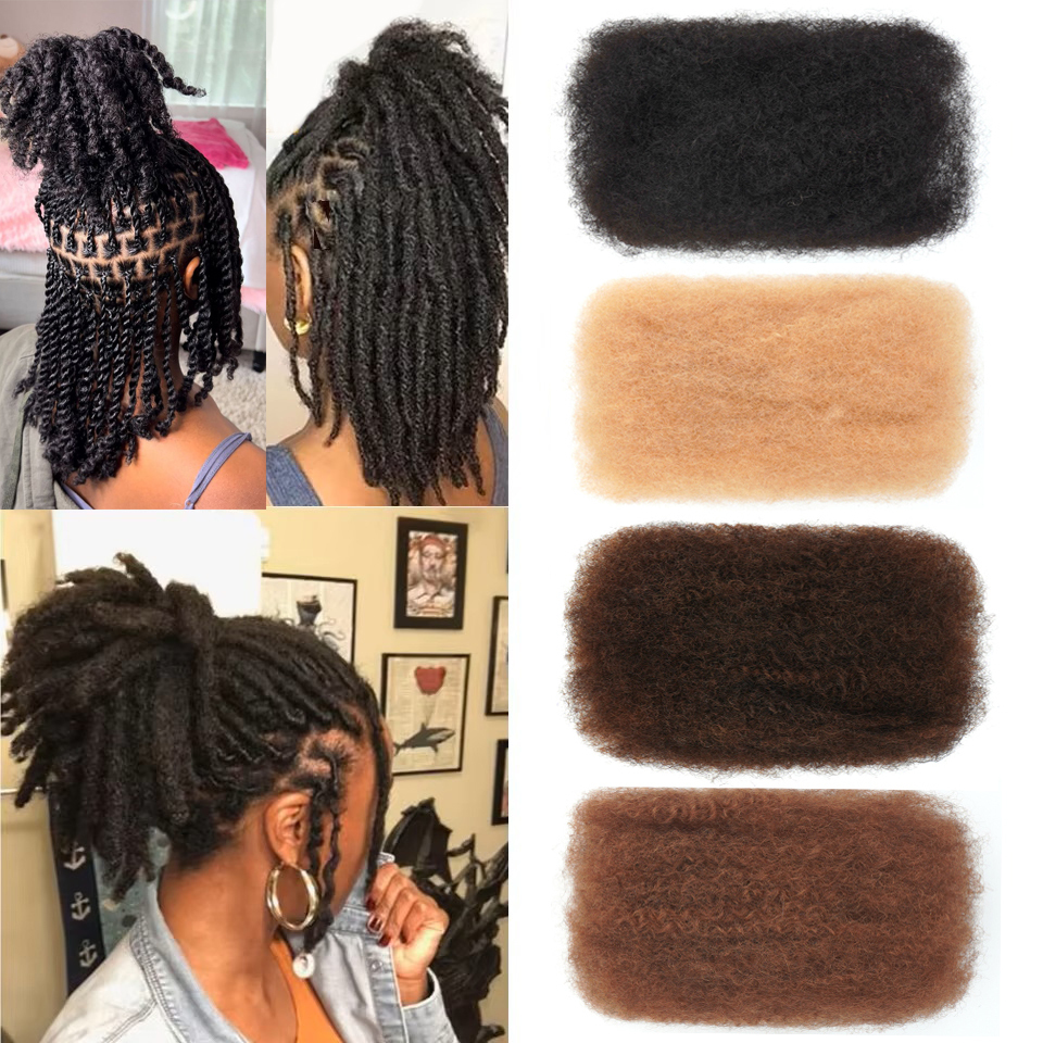 KAMA Remy Afro Kinky Bulk Human Hair Extensions Springy Afro Twist Invisible Tape Crochet for Braids/Twists