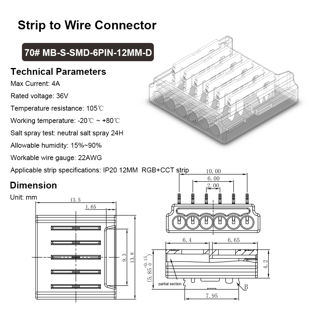 70# MB-S-SMD-6PIN-12MM-D : MB-S-SMD-6 broches-12MM-D