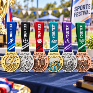 Custom Sports Competition Medals for Running, Soccer, Basketball, Swimming, Cycling and Tennis Events OEM ODM medal manufacturer - Product Image 2