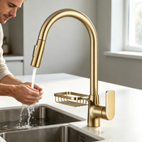 Nouvelle tendance : Robinet de salle de bain monotrou monocommande à poser sur le plan |   Conception à col de cygne pivotant à 360°, en céramique, avec rangement intégré