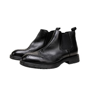 Retro genuine leather high-top business casual comfortable leather <b>boots</b> with brook carving pattern, fashionable men's <b>boots</b> - Product Image 5