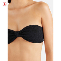 Bikini Bandeau Desain Baru 2026 Pengiriman Cepat Label Logo Kustom Ikat di Dada Pakaian Renang Bikini Kerut