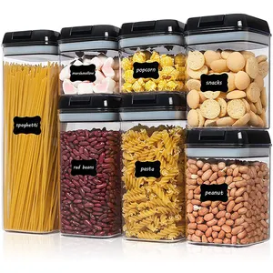 2023 Airtight Dry Food Clear Container Stackable Kitchen Storage Box With Airtight Lids Transparent Organizer