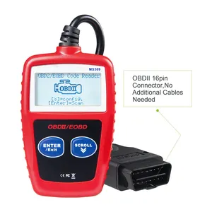 MS309 alat diagnostik OBD 2, pemindai mobil OBD II dengan tampilan LCD mendukung bahasa Inggris/Jerman/Spanyol/Prancis/Belanda