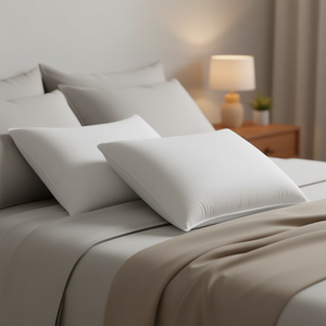 หมอนหนุนใยสังเคราะห์แบบนุ่มสบาย ความหนาแน่นปานกลาง ขนาดมาตรฐาน 26 x 20 นิ้ว สีขาว แพ็คคู่ ซักเครื่องได้ - Product Image 2