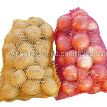Yüksek miktar tübüler PP örgü çanta pazarı ambalaj patates ve soğan tübüler file çanta patates