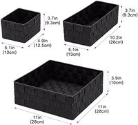 Lot de 4 petits paniers de rangement classiques en osier noir, durables, rectangulaires, pour salon, placard, étagère, commode