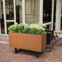 Grand pot de fleur rectangulaire en acier corten personnalisé pot de fleur intérieur/extérieur écologique géométrique moderne pour une utilisation au sol
