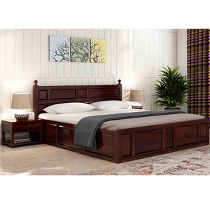 เตียงไม้สไตล์อิมพีเรียลพร้อมที่เก็บของใต้เตียง โครงสร้างไม้จริง ช่องเก็บของใต้เตียงกว้างขวาง ดีไซน์หรูหรา - Product Image 5