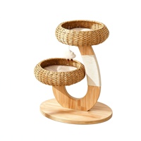 Promotion : Arbre à chat compact en chêne durable, gain de place, avec lit intégré tressé à la main, griffoir, design japonais, OEM