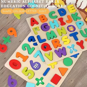 Diskon besar Set papan teka-teki Jigsaw 3D kayu alfabet dan angka Montessori mainan pembelajaran edukasi untuk anak laki-laki dan perempuan - Product Image 3