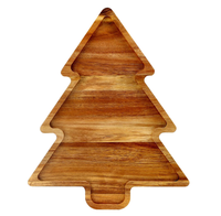 Ecologisch verantwoorde, kerstboomvormige dienblad van acaciahout, decoratief serveerplateau voor fruit, kaas, snacks, kersttafeldecoratie