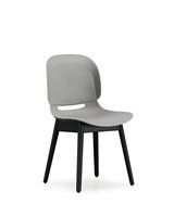 Chaise longue ergonomique pas chère avec dossier en PP et pieds en bois, design moderne, multicolore, gain de place pour salle de classe