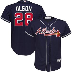 Camiseta alternativa azul marino para niños de los Atlanta Braves Matt Olson, tallas 4-7, con cuello de béisbol que absorbe la humedad - Product Image 1