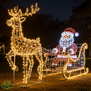 SENZHAO Customizable 3D LED Santa Sleigh & Reindeer <b>Light</b> IP65 Waterproof Iron Structure Christmas Decoration for Public Space - Product Image 4