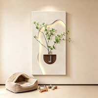 Seni Dinding 3D Modern dari Batu Pasir dengan Lampu LED dan Bahan PVC, Dilengkapi dengan Stop Kontak dan Vas Kaca, Cocok untuk Dekorasi Rumah