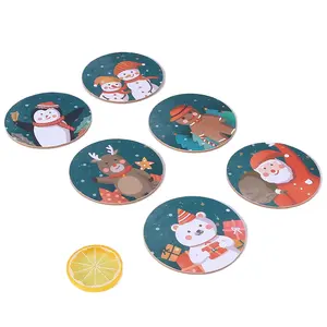 Supplier Wholesale Christmas Coaster Customized Printed Cardboard Pulp Board Square Round Tissue Absorbent Paper Coasters