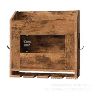 Estante de vino de madera para montar en la pared con almacenamiento para corchos y soporte para copas para uso doméstico - Product Image 4