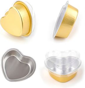 Custom Disposable Aluminum Baking <b>Pans</b> PP Plastic Lid Golden Color 100mL Capacity Food Grade Cake Cup Tray for Dessert Baking - Product Image 3