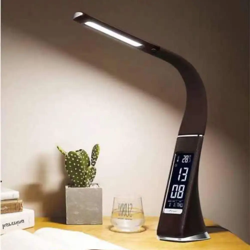 Business Eye Protection Calendar Flexible Goose-neck Arm Study Read Table Lamp Led Clock Bedside Night Light Desk Lamp