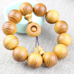 Pulsera de madera de Ciprés Cliff con cuentas redondas de 20 mm, alto contenido de aceite, unisex, joyería religiosa, rosario budista, objeto de estudio - Product Image 1