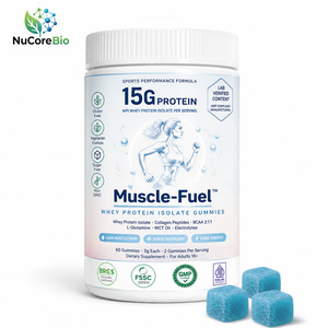 Gummies de protéines de lactosérum isolées 15g BCAA 2:1:1 L-Glutamine Huile MCT pour tonus musculaire, récupération rapide, sans sucre, sans OGM, Halal - Product Image 1