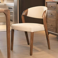 Chaise de salle à manger rembourrée moderne, structure en bois massif, cuir PU, chaise de restaurant commerciale pour hôtel, appartement, salon