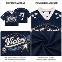 Camiseta de malla extragrande con cuello en V y hombros caídos, estampado gráfico, estilo streetwear, corte holgado y corto, jersey de fútbol americano.