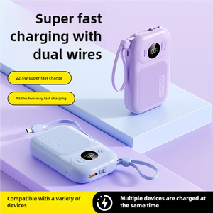 Cargador de viaje portátil 20000mAh Banco de energía PD 22,5 W Carga rápida USB C Salida Pantalla LED Construido en 2 cables para iPhone Android - Product Image 6