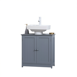 Bathroom Vanity Grey 2-Door Cabinet With Ceramic Basin Floor Standing Traditional Style - Product Image 1