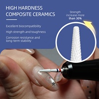 HYTOOS Embouts de ponceuse à ongles coniques en céramique composite blanche 1,5/2 mm, haute dureté, professionnels, pour le nettoyage des cuticules et l'élimination du gel