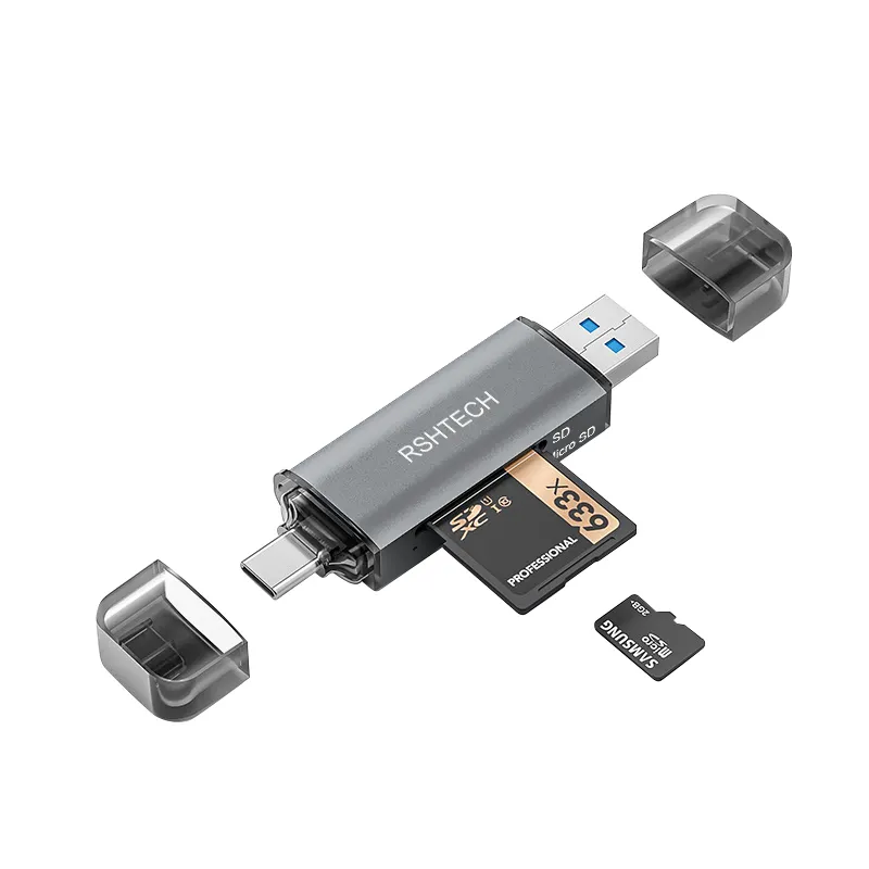 Taşınabilir alüminyum USB 3.0 5Gbps yüksek hızlı tip C mikro SD/TF SD okuyucu yazar bellek adaptör desteği PC için OTG okuyucu kartı