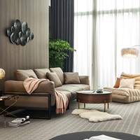 Hochwertiges Echtleder-Sofa, Modernes Konvertierbares Ecksofa-Set, Polstermöbel mit Edelstahlbeinen für Hotels