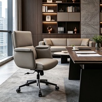 Chaise de bureau exécutive ergonomique moderne en cuir PU de luxe avec hauteur réglable et pivotante pour bureau, immeuble de bureaux et bureau à domicile